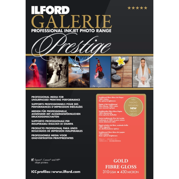 Ilford GALERIE Gold Fibre Gloss 310GSM (6x4in 10.2cm x 15.2cm 50 Sheets)