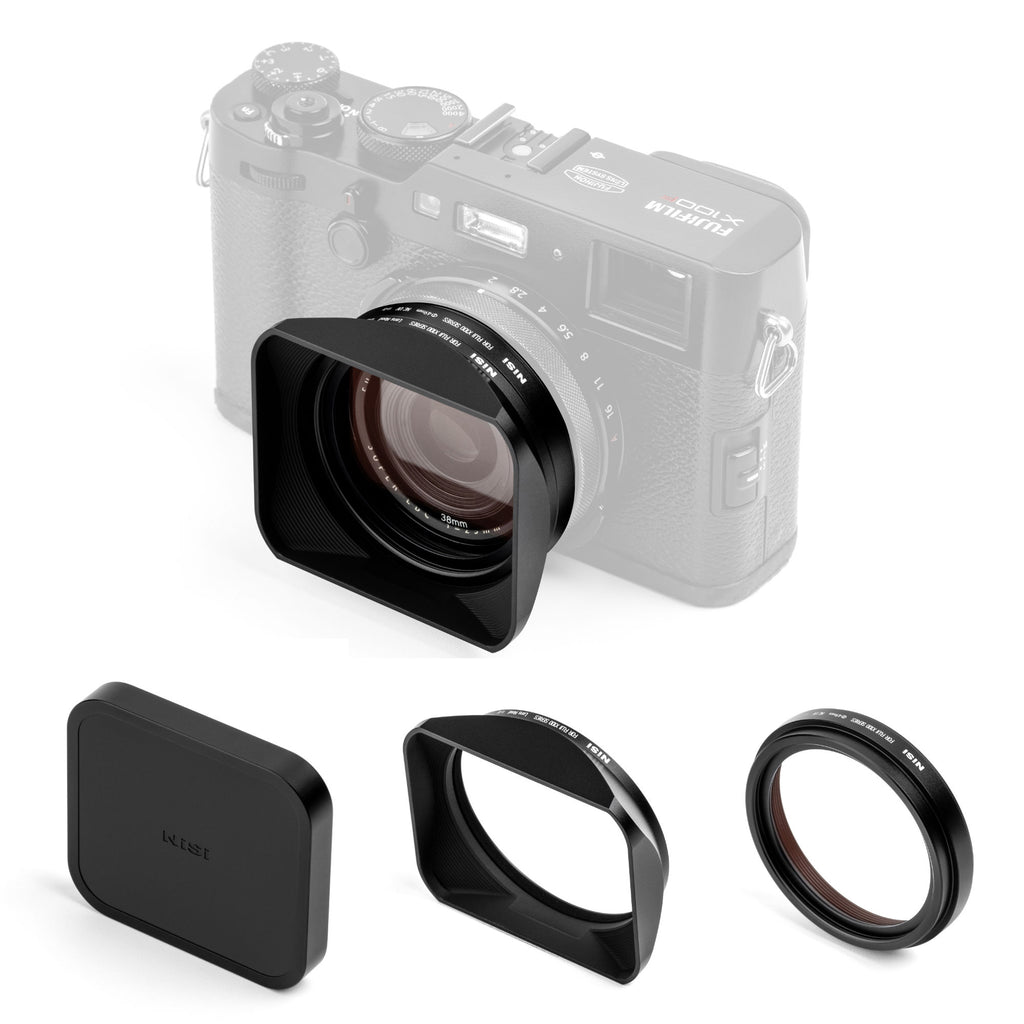 NiSi X100 Series NC UV Filter with 49mm Filter Adaptor, Metal Lens Hood and Lens Cap for Fujifilm X100/X100S/X100F/X100T/X100V (Black)