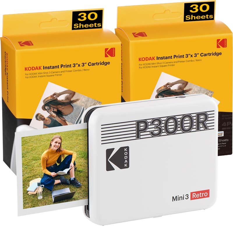 Kodak Instant Mini 3 Retro Cartridge Bundle - White