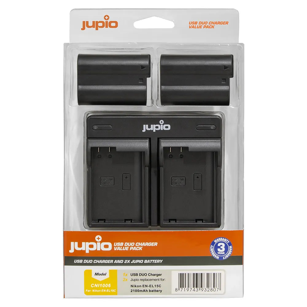 Jupio EN-EL15C 2100mAh Batteries with USB Dual Charger Kit for Nikon
