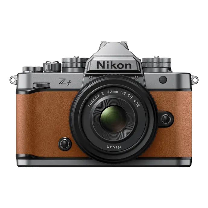 Nikon Zf Mirrorless Digital Silver Camera Cognac Brown with Nikkor Z 40mm f/2 (SE) Lens