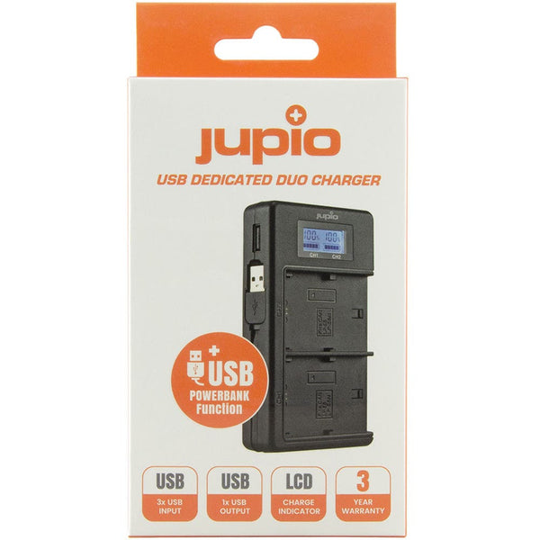 Jupio USB Dedicated Duo Charger with LCD for Sony NP-FM50, F550/F750/F970