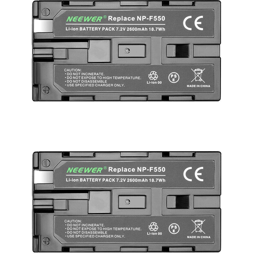 Neewer (2Pack) 2600mAh Sony NP-F550 Replacement Battery 