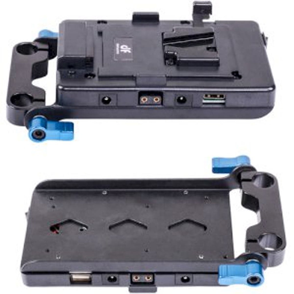 DigitalFoto V-Mount Power Plate with USB, 7.2V, 12V, D-Tap Output and 15mm Rod Clamp
