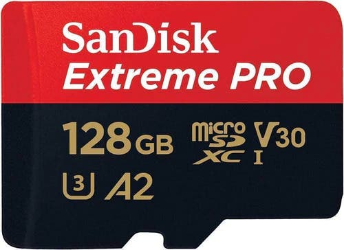 SanDisk Extreme Pro microSDXC UHS-I V30, U3, C10 128gb Card 200MB/s Read, 90MB/s Write