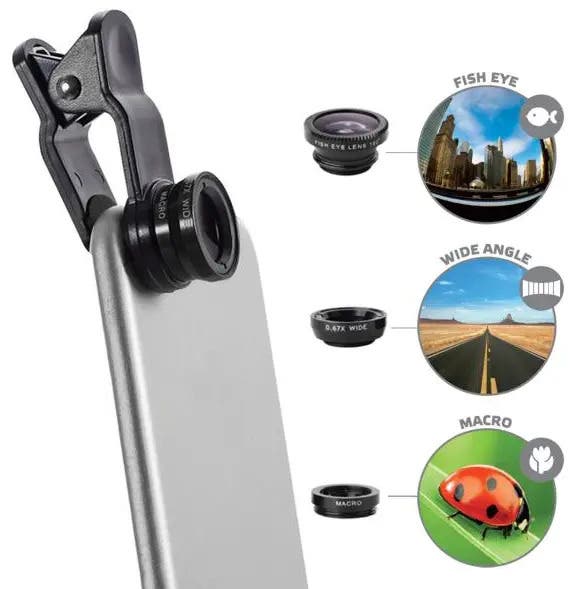 Celly 3 in 1 Mobile Lens Kit - Fisheye, Wide Angle, Macro for Smartphones