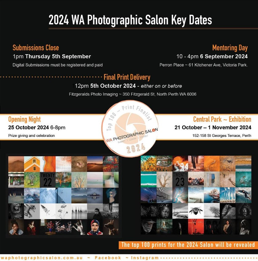 Camera Electronic, 2024 WA Photographic Salon Key Dates