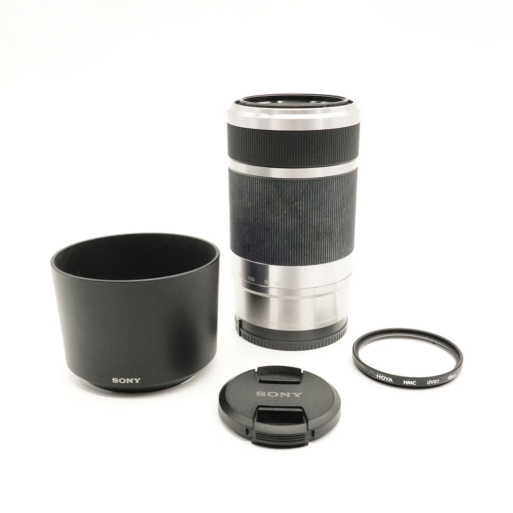 Pre-Owned Sony 55-210mm f4.5-6.3 OSS E-Mount Silver With Hoya HMC, Caps, Hood  SN: 2147661 (Second Hand)