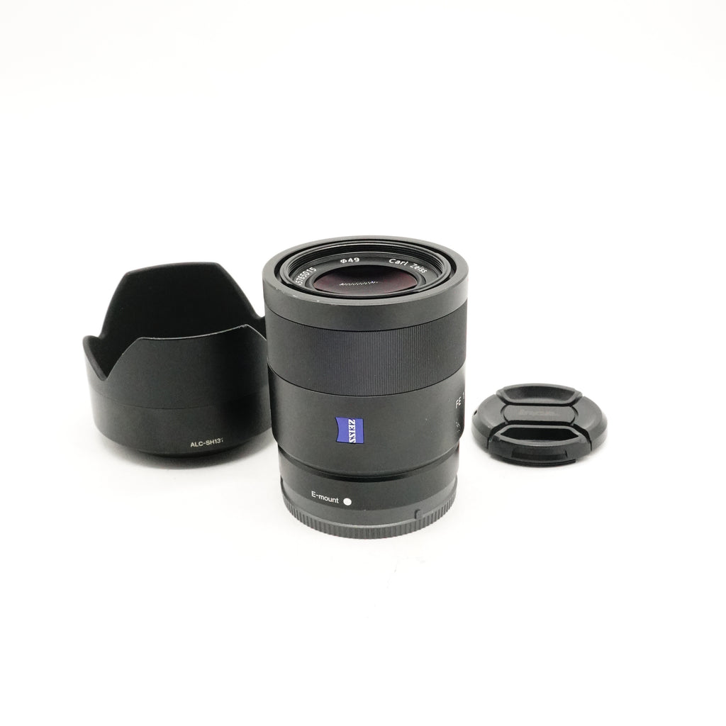 Pre-Owned Sony ZEISS Sonnar T* FE 55mm f/1.8 ZA Lens With F&R Caps, Hood SN: 45765015 (Second Hand)