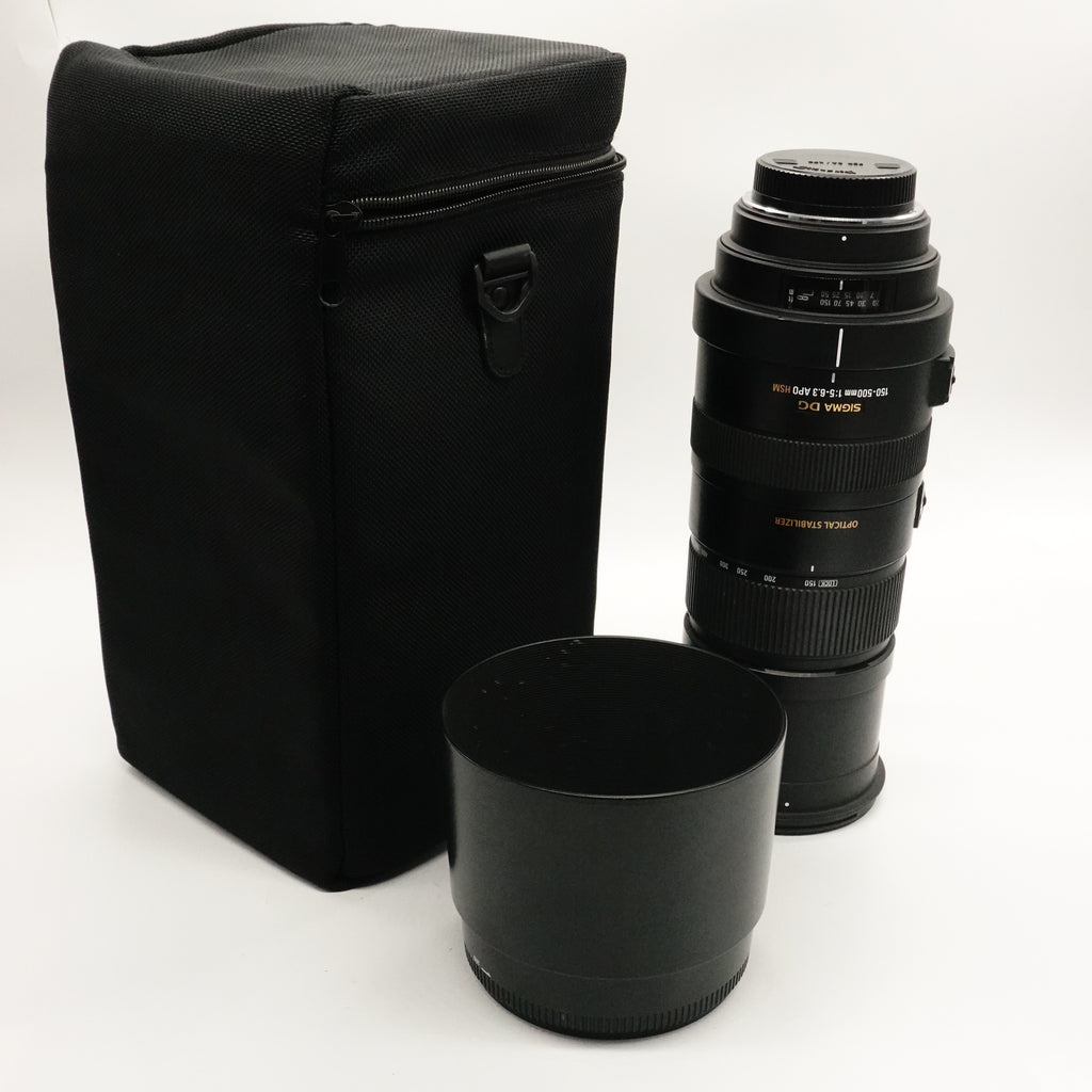 Pre Owned Sigma 150-500mm f5.6-6.3 APO HSM SA/KPR Mount With Hood, Rear Cap, bag SN: 12520020 (Second Hand)