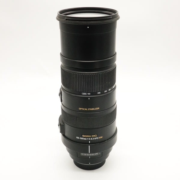 Pre Owned Sigma 150-500mm f5.6-6.3 APO HSM SA/KPR Mount With Hood, Rear Cap, bag SN: 12520020 (Second Hand)