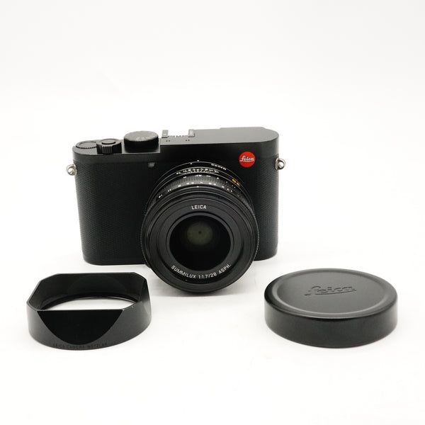Pre-Owned Leica Q2 Black Digital Compact Camera With Box, Charger, Strap, Lens Cap, Battery, Manual, Front Ring, Hood SN: 5417939 (Second Hand)
