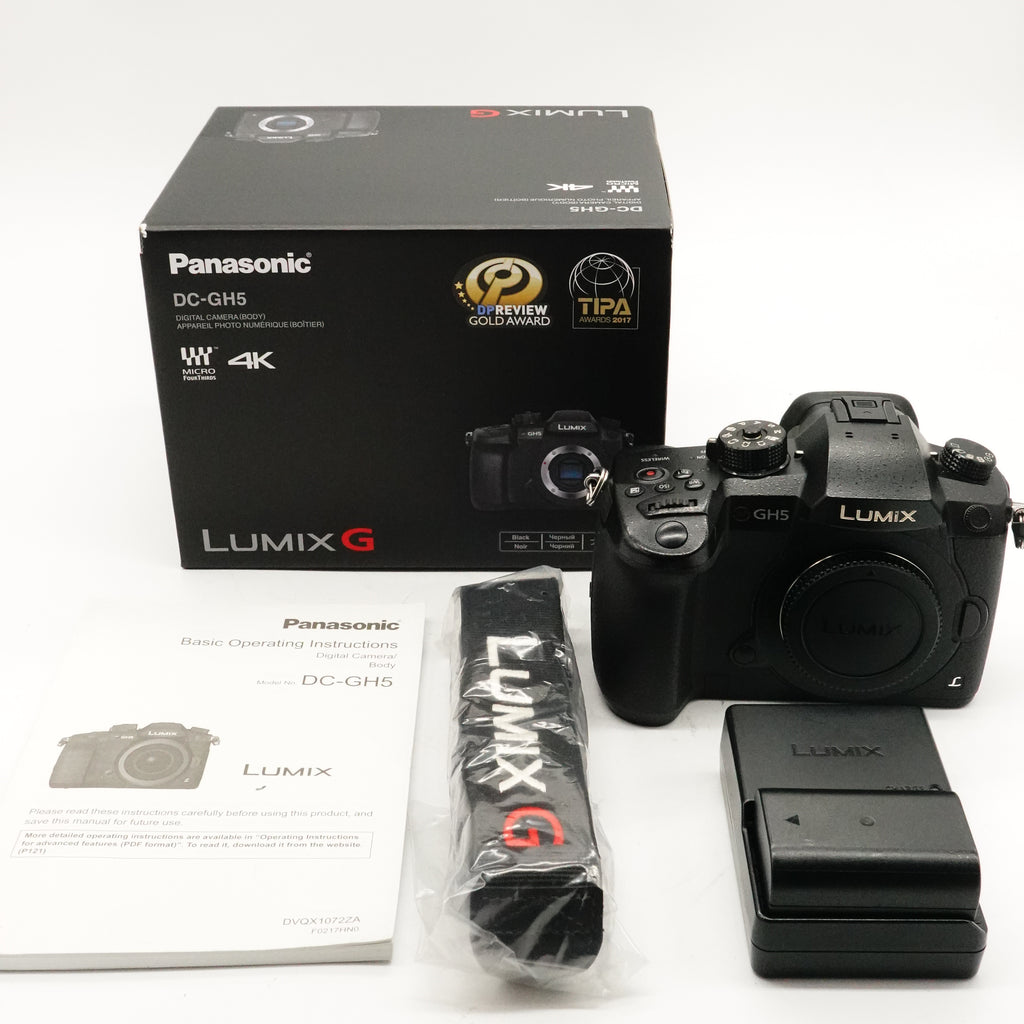 Pre-Owned Panasonic Lumix GH5 Mirrorless Digital Compact Pro Camera Body With Box. Charger, Battery SN: WH7HB002049 (Second Hand)