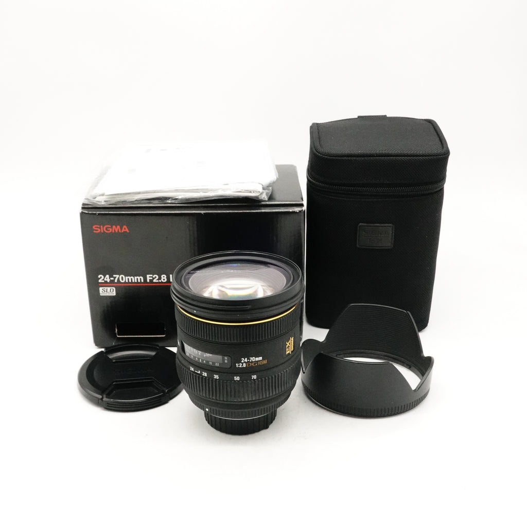 Pre-Owned Sigma EX 24-70mm f/2.8 DG HSM Lens for Nikon With F&R Caps, Hood, Box, Pouch SN: 1013947 (Second Hand)