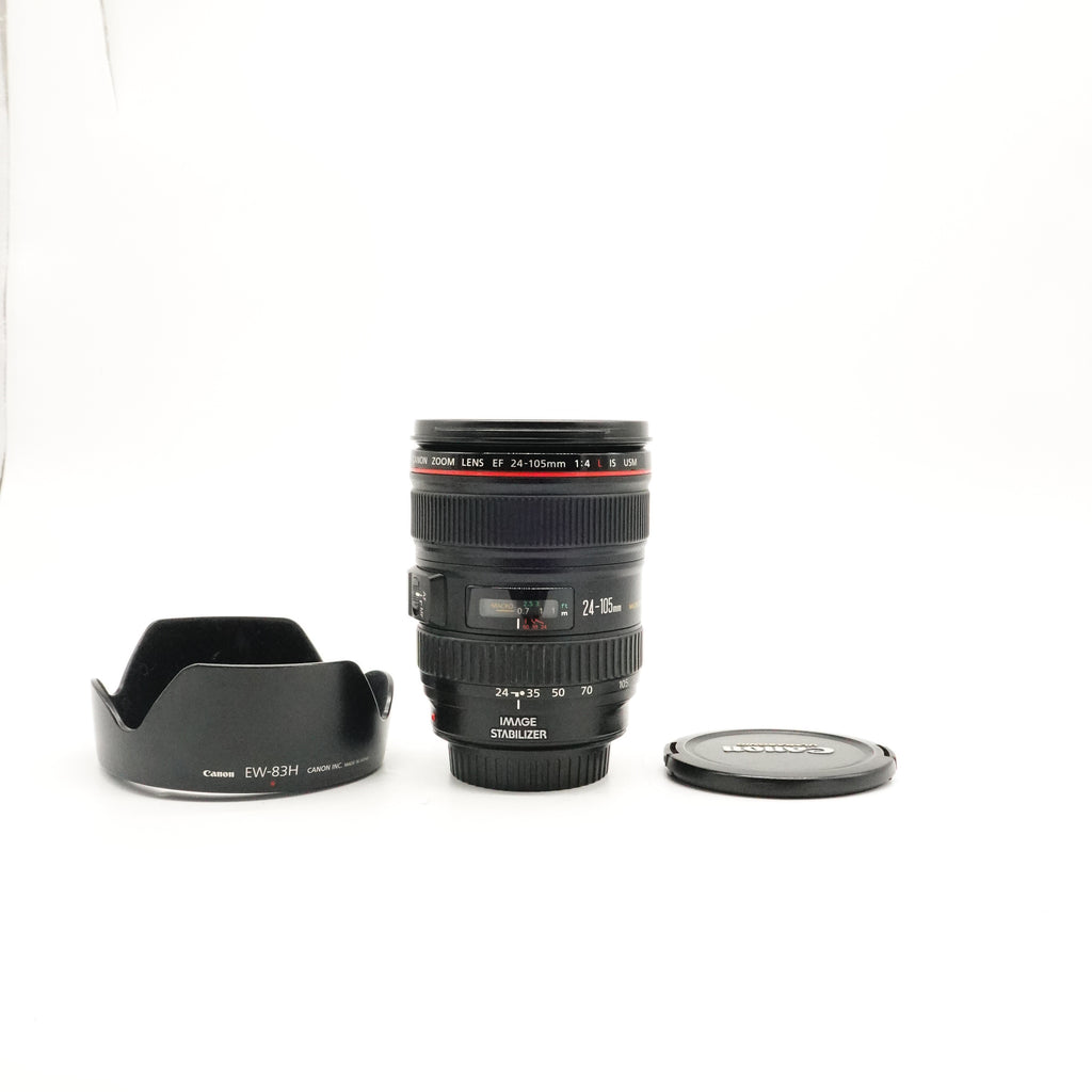 Pre-Owned Canon EF 24-105mm f/4L IS USM Lens with Hood, caps 1161688