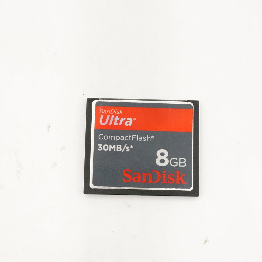 A SanDisk Ultra 8GB CompactFlash memory card on a plain white background.