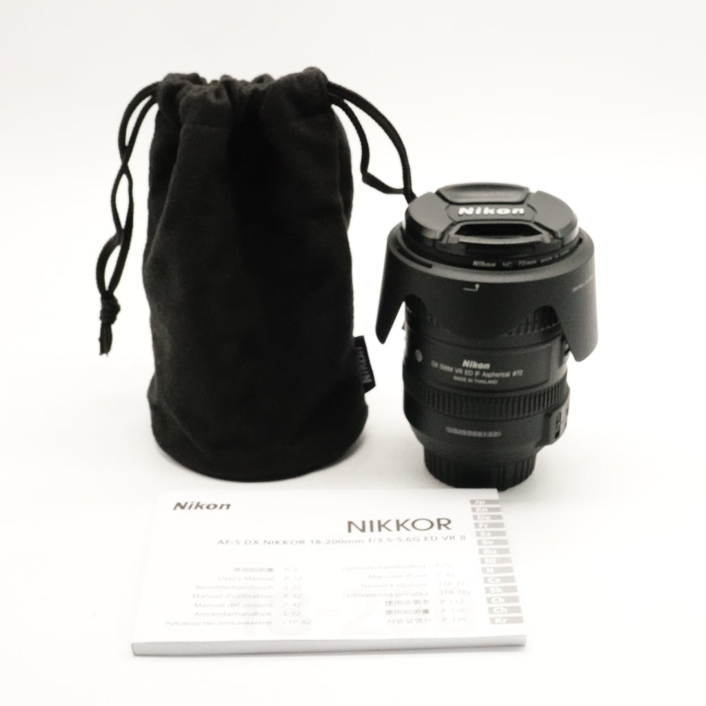 Pre-Owned Nikon AF-S 18-200 f3.5-5.6 GII ED Lens With Pouch, Hood, Caps & Manual SN: US46068132 (Second Hand)