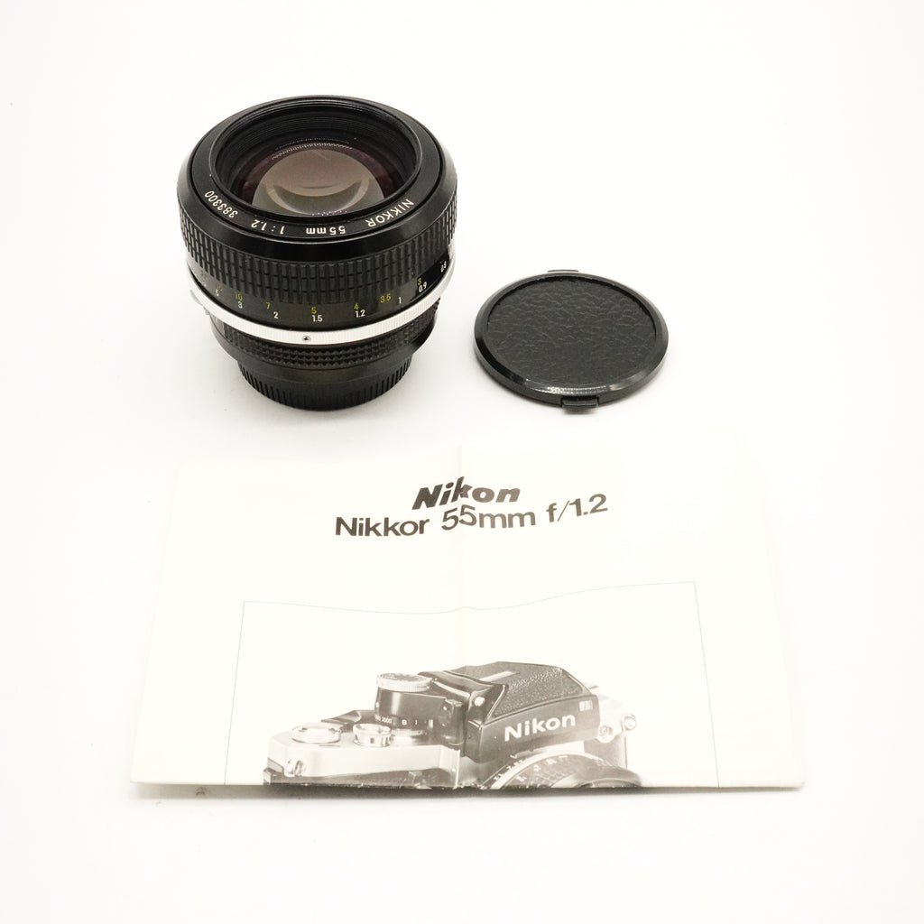 Pre-Owned Nikon 55mm f/1.2 PRE- AI Lens With Caps & Manual SN: 383300 (Second Hand)