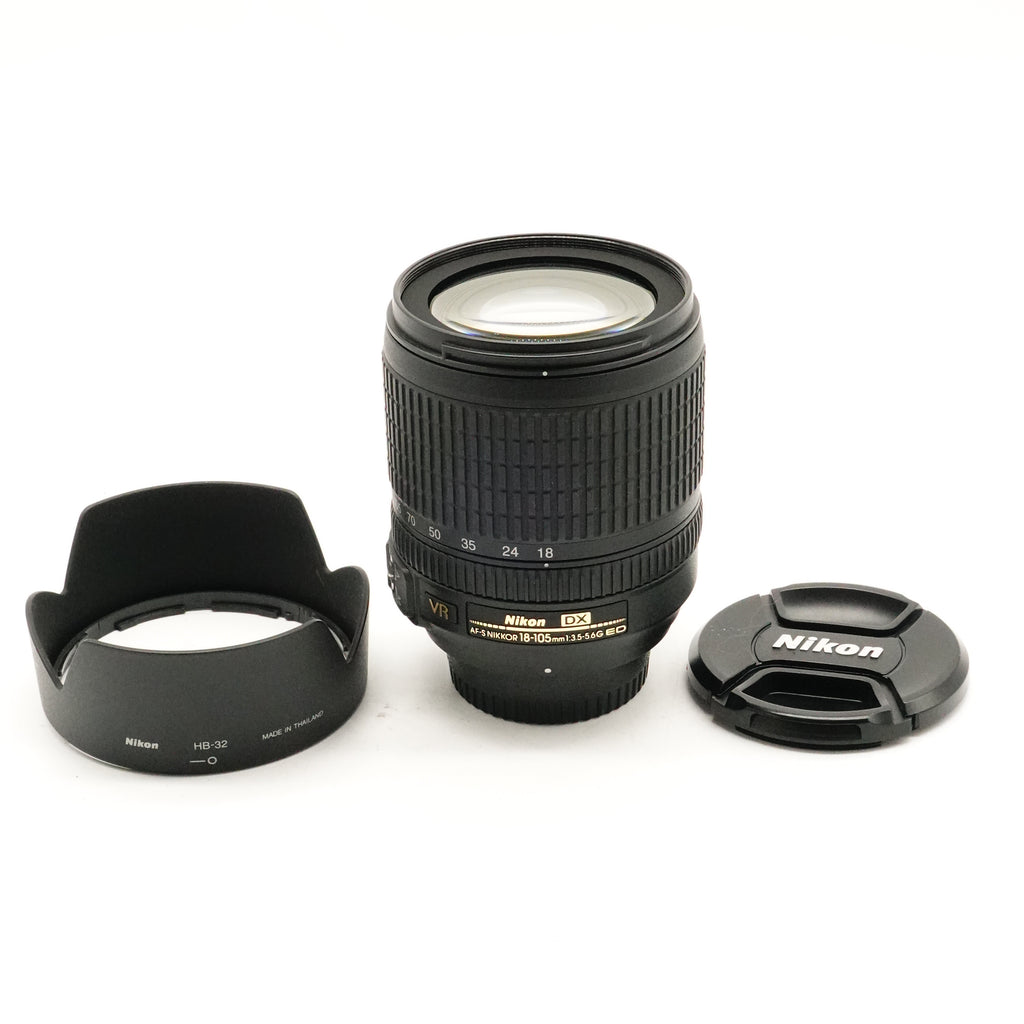 Pre-Owned Nikon AF-S NIKKOR DX 18-105mm f/3.5-5.6 G ED VR Lens With Caps & Hood SN: 34385797 (Second Hand)