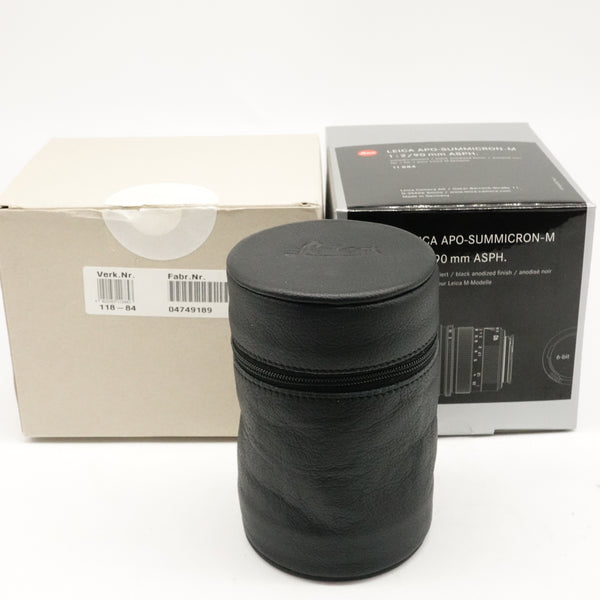 Pre-Owned Leica  APO-Summicron-M 90mm f/2 ASPH Lens With Boxed Like New SN: 4749189 (Second Hand)