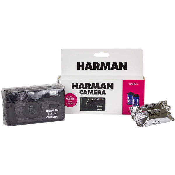 Harman Reusable 35mm Camera with Flash - Includes 2 Rolls Kentmere Pan 400 B&W Film