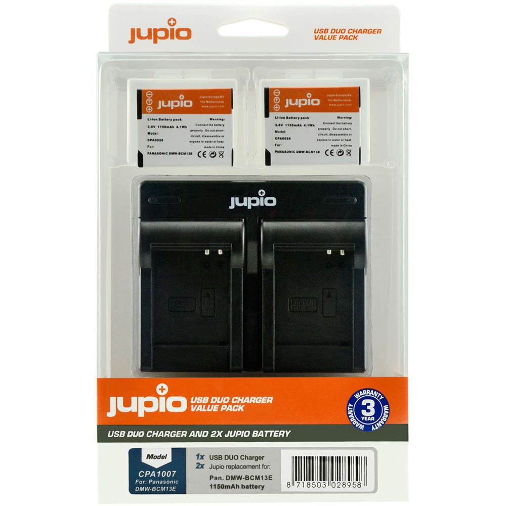 Jupio Pair of DMW-BCM13E Batteries & USB Dual Charger Value Pack (1150mAh)