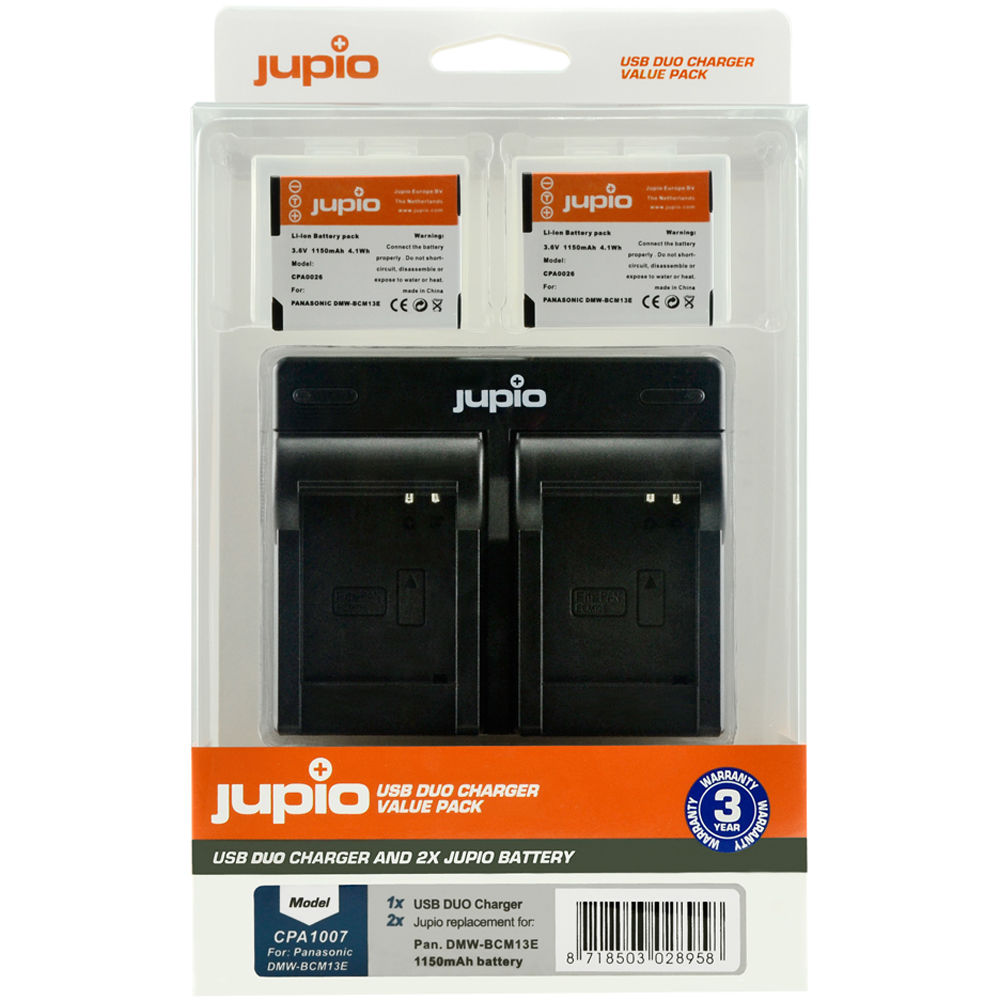 Jupio Pair of DMW-BCM13E Batteries & USB Dual Charger Value Pack (1150mAh)