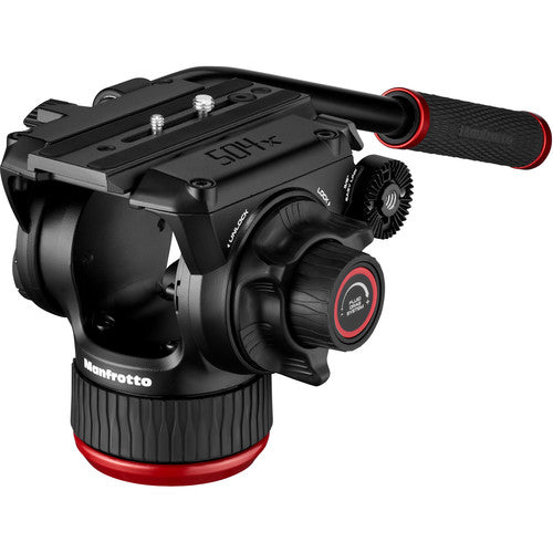 Manfrotto 504X Fluid Video Head + Twin Leg Aluminium Tripod - Middle Spreader