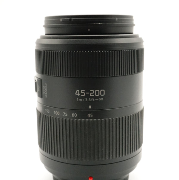 Pre-Owned Panasonic Lumix G Vario 45-200mm f/4-5.6 Power O.I.S. Lens SN: XT2CF201126 with  Pouch, Hood, Front and rear caps (Second Hand)