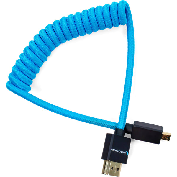 Kondor Blue Coiled Micro HDMI to HDMI Blue Cable - 30cm to 60cm