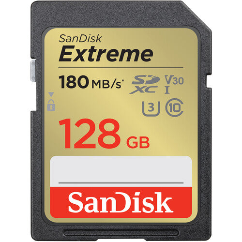 SanDisk Extreme 128GB UHS-I V30 SDXC Card - 180MB/s