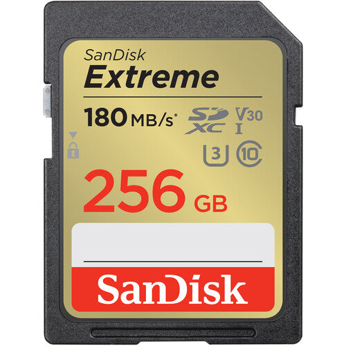 SanDisk Extreme 256GB UHS-I V30 SDXC Card - 180MB/s