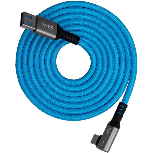 Kondor Blue USB A To USB C Right Angle High Speed Data And Power Cable 3A 60W 5G
