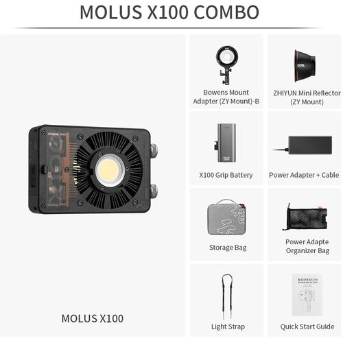 Zhiyun MOLUS X100 Bi-Color Pocket COB Monolight (Combo Kit)