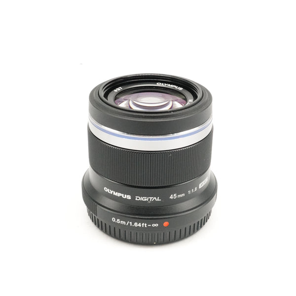 Pre-Owned Olympus M. ZUIKO DIGITAL 45mm f/1.8 Lens Black With F&R Caps SN: ABSA79512 (Second Hand)