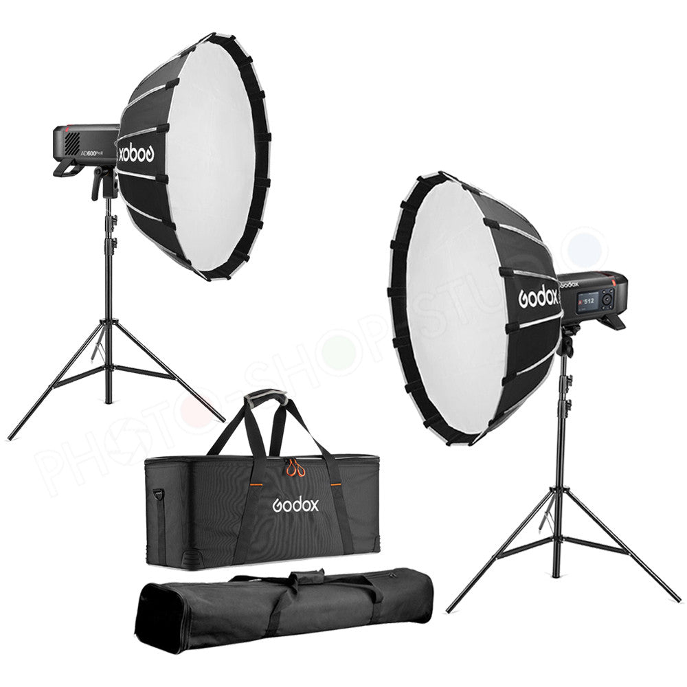Godox AD600Pro II TTL Lithium Ion Flash 2 Head Kit with Softboxes, Light Stands, Carry Bags