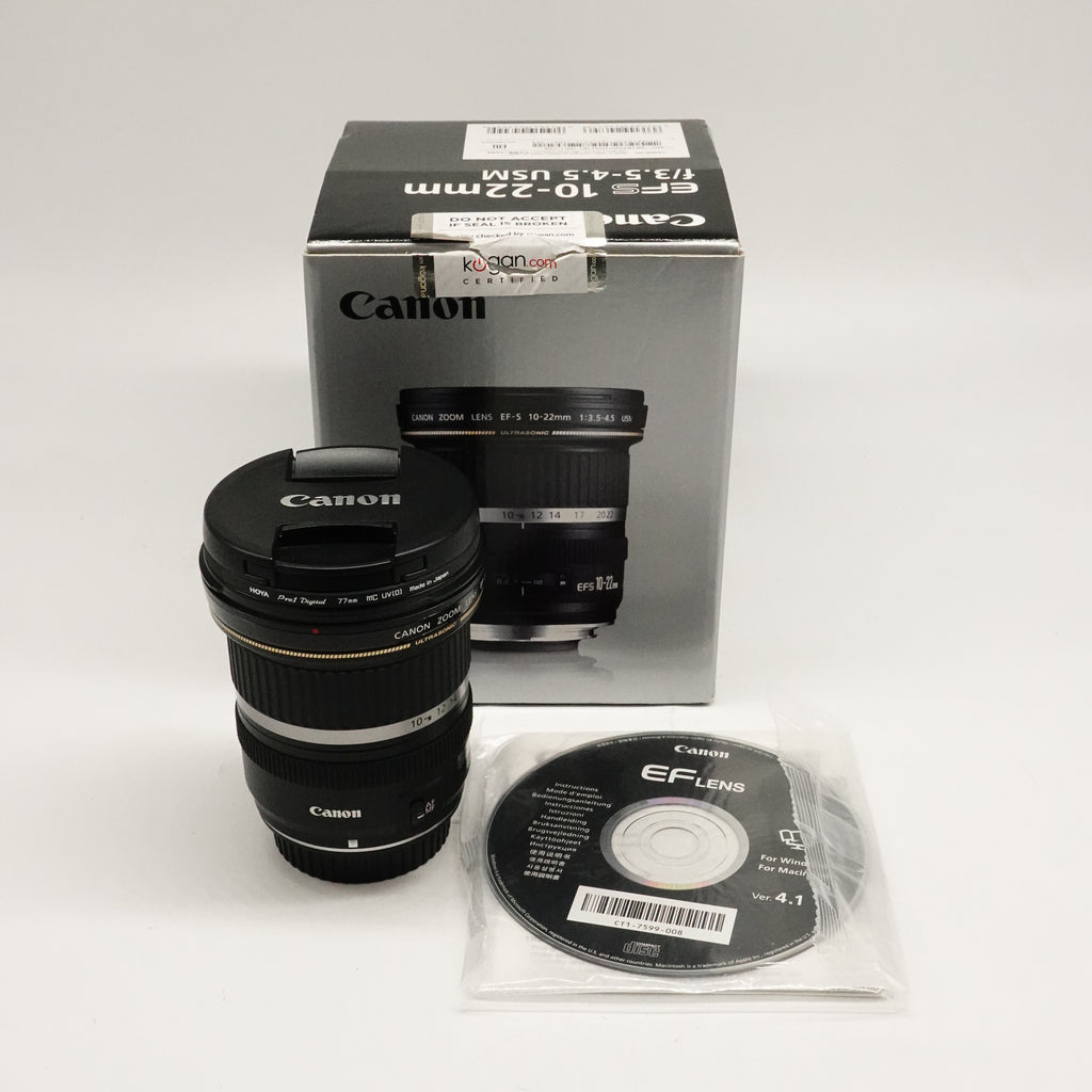 Pre-Owned Canon EF-S 10-22mm f/3.5-4.5 Lens With F&R Caps, Hood, Box, Manual SN: 39971388 (Second Hand)