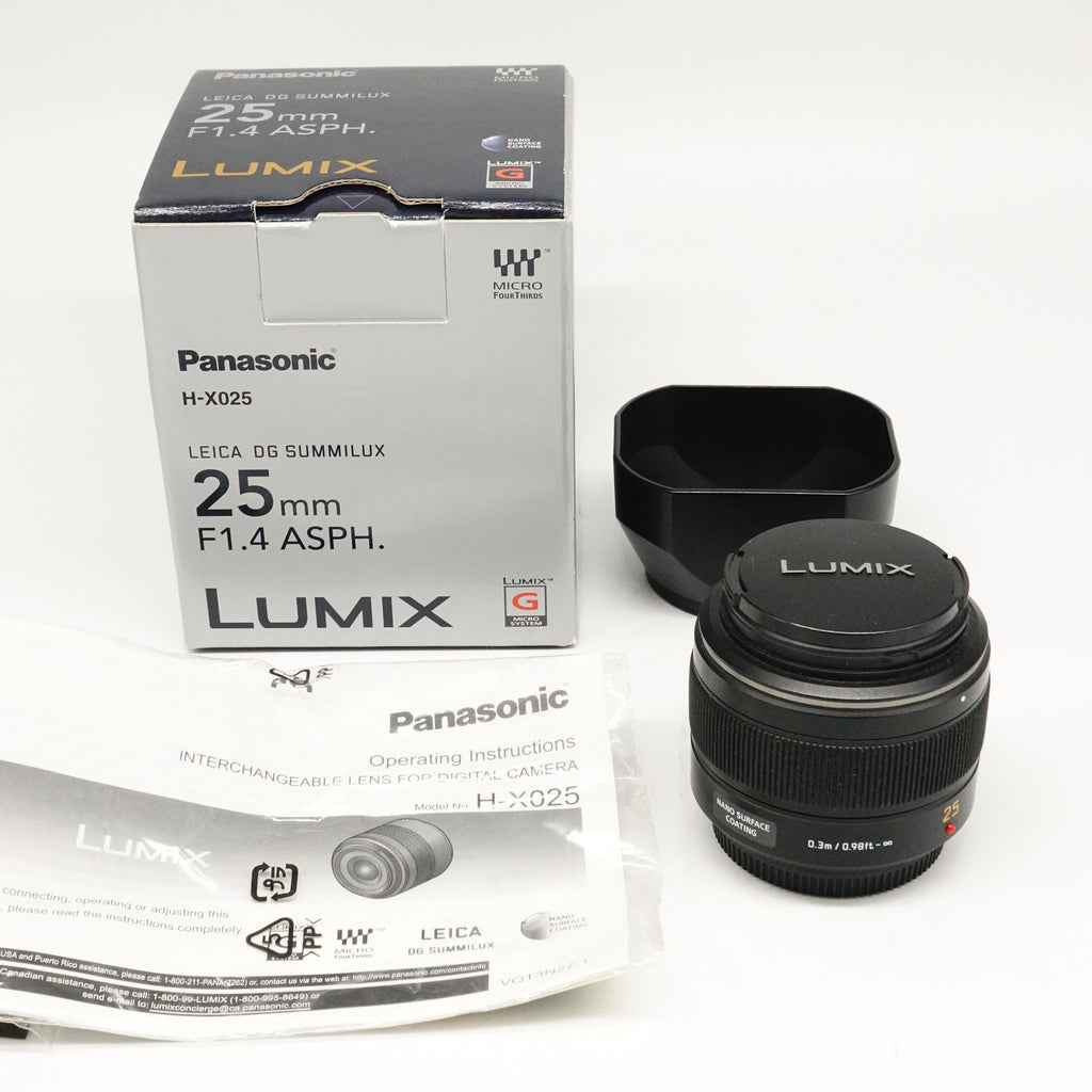 Pre-Owned Panasonic Lumix Leica DG Summilux 25mm f/1.4 ASPH Lens With Box, Front & Rear Caps SN: XT2KC001868 (Second Hand)