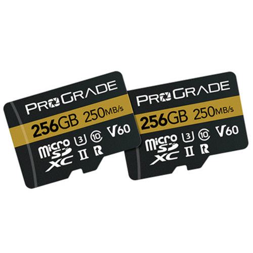 ProGrade Digital 256GB MicroSDXC UHS-II V60 Memory Card & Adapter Twin Pack (Gold)