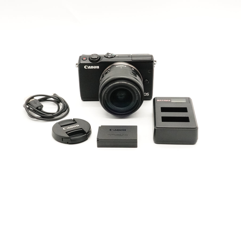 Pre-Owned Canon EOS M100 With EF-M 15-45mm f/3.5-6.3 with Cap, Battery, Charger & Cord SN: 498150000738,562208011403 (Second Hand)