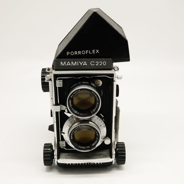 Pre-Owned Mamiya C220 Film Camera Body with Mamiya Sekor 80mm F/2.8 with Caps, Prism, Prism Case SN: B50041