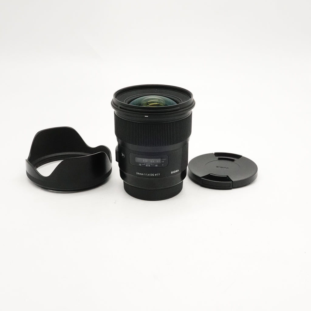 Pre-Owned Sigma 24mm f/1.4 DG HSM Art Series for Canon EF With Front & Rear Caps, Hood SN: 51087471 (Second Hand)