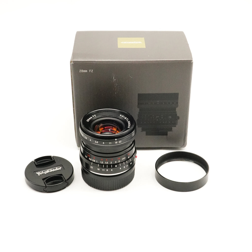 Pre-Owned Voigtlander 28mm f/2 Ultron Lens for Leica M Mount With Caps Box and Hood SN: 08430057 (Second Hand)