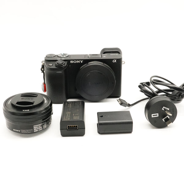 Pre-Owned Sony A6400 Mirrorless Camera with 16-50mm Lens  With Body Cap, Battery, Charger SN: 4600454 & 9677890A (Second Hand)