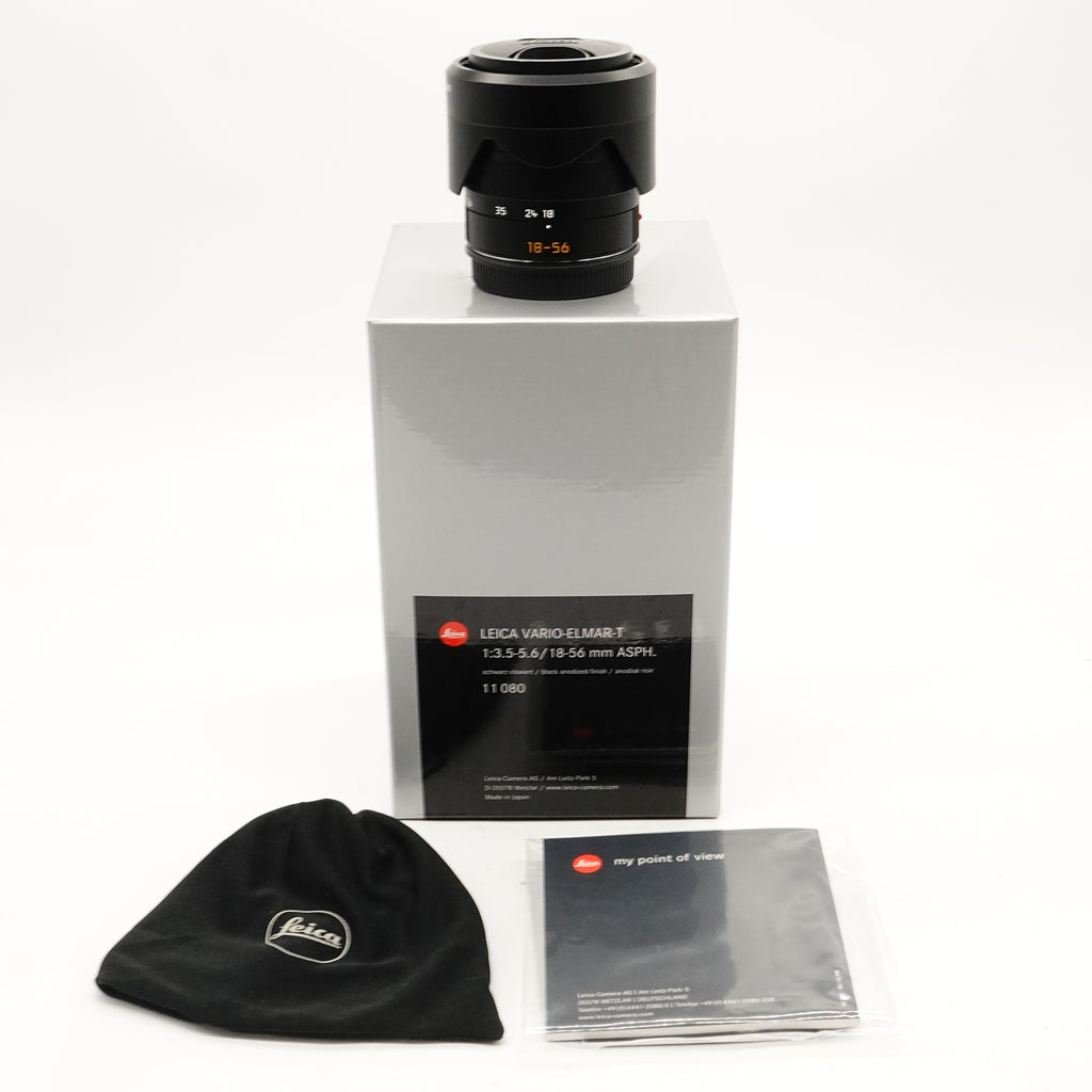 Pre-Owned Leica Vario-Elmar-T 18-56mm f/3.5-5.6 ASPH Lens With Box, F&R Caps, Hood, Pouch, Manual SN: 4335569 (Second Hand)