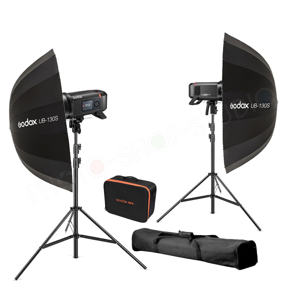 Godox AD600Pro II TTL Lithium Ion Flash 2 Head Kit with Umbrellas, Light Stands, Bags