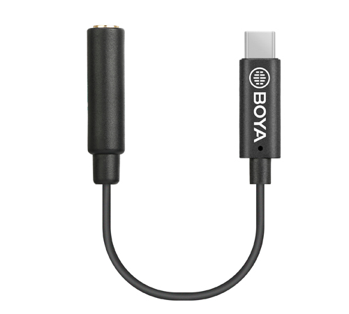 BOYA BY-K4 3.5mm Female TRS to Male USB-C 6cm Adapter Cable