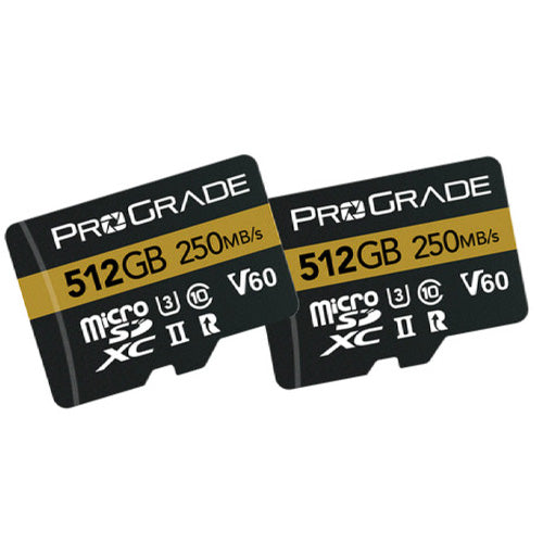 ProGrade Digital 512GB MicroSDXC UHS-II V60 Memory Card & Adapter Twin Pack (Gold)