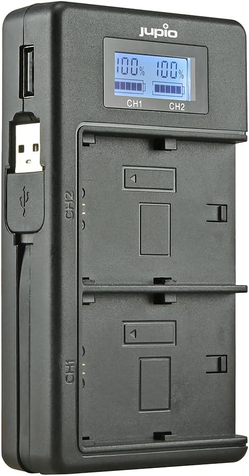 Jupio USB Dedicated Duo Charger with LCD for Canon LP-E17 Batteries