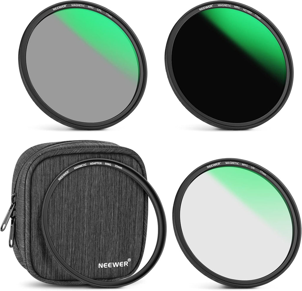 Neewer Magnetic Filter Kit 77mm Incl. UV, Circ Pol, ND1000 Filters & Ring